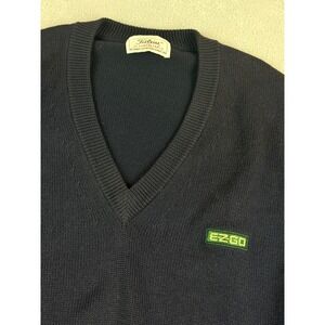 VINTAGE TITLEIST Men's‎ Medium Navy V-Neck Golf Sweater Vest EZ-GO Embroidered